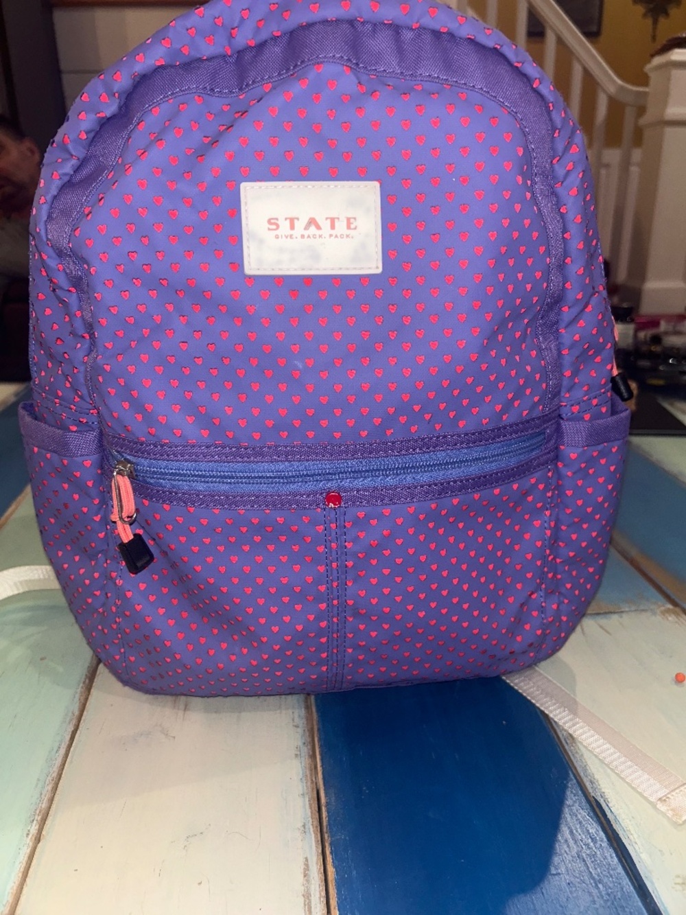 STATE Kane Kids Pink Backpack Purple Heart Overlay